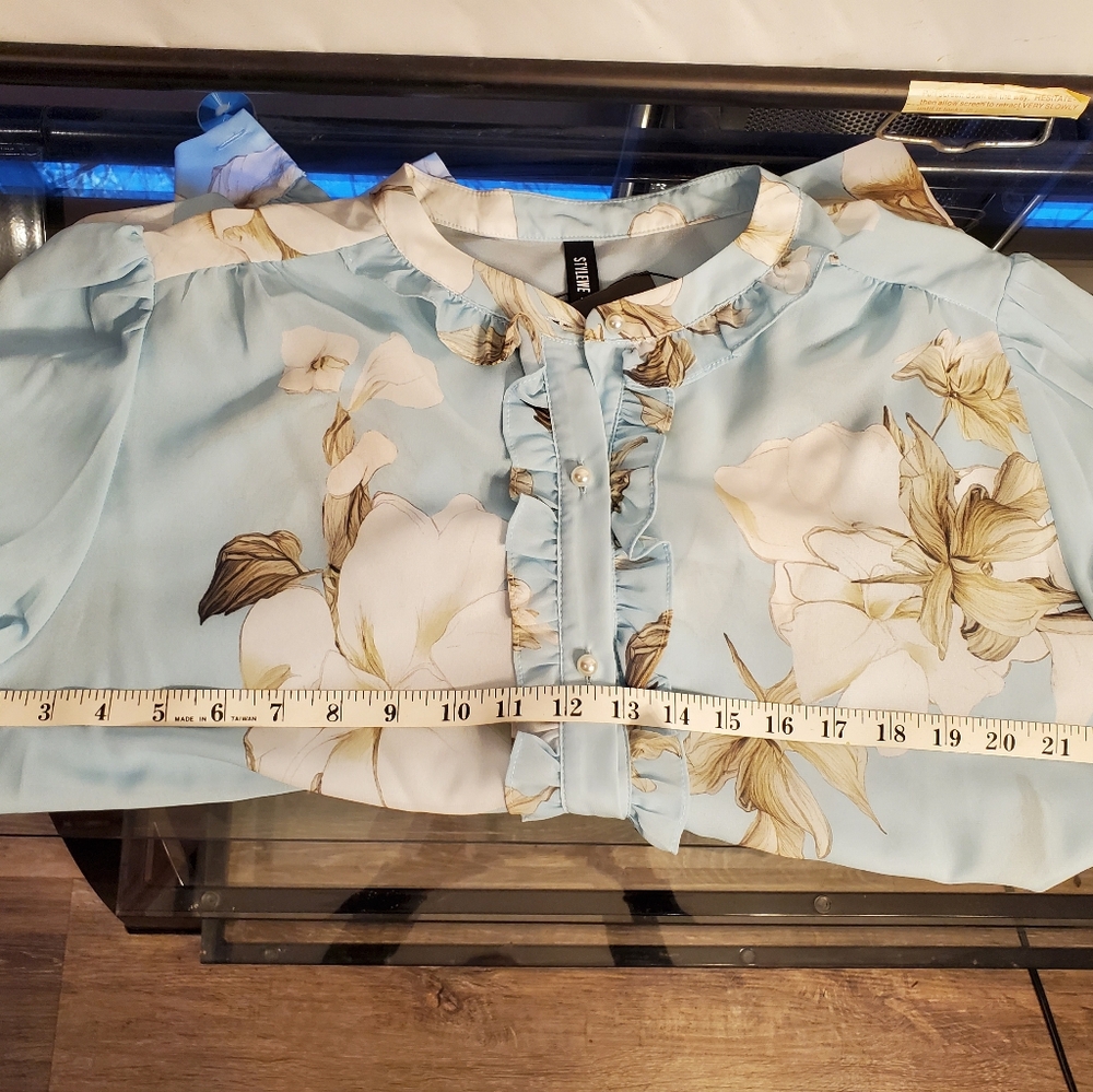 STYLEWE Light Blue Floral Ruffle Blouse - Picture 10 of 12